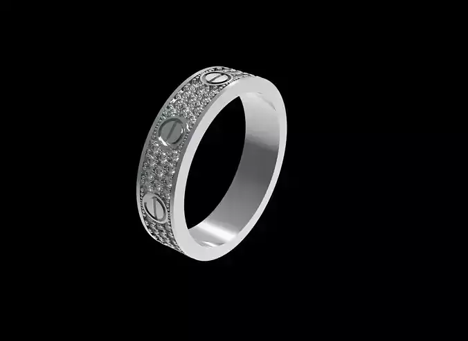  Screw love Diamond Paved Wedding Ring EU 59