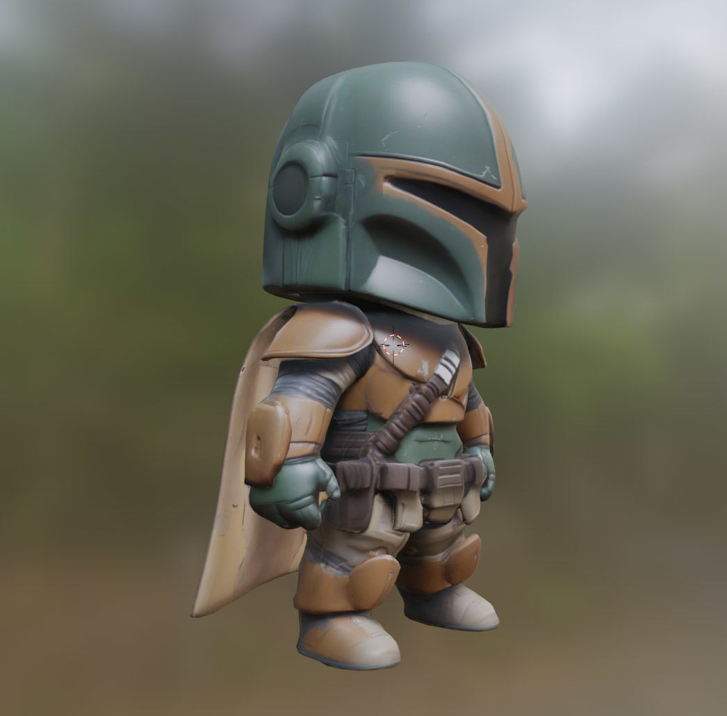 Chibi Space Bounty Hunter - A Cute Spin on the Mandalorian Low-poly 3D model_3