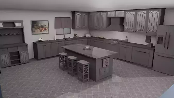 Dark Themed Kitchen Scene