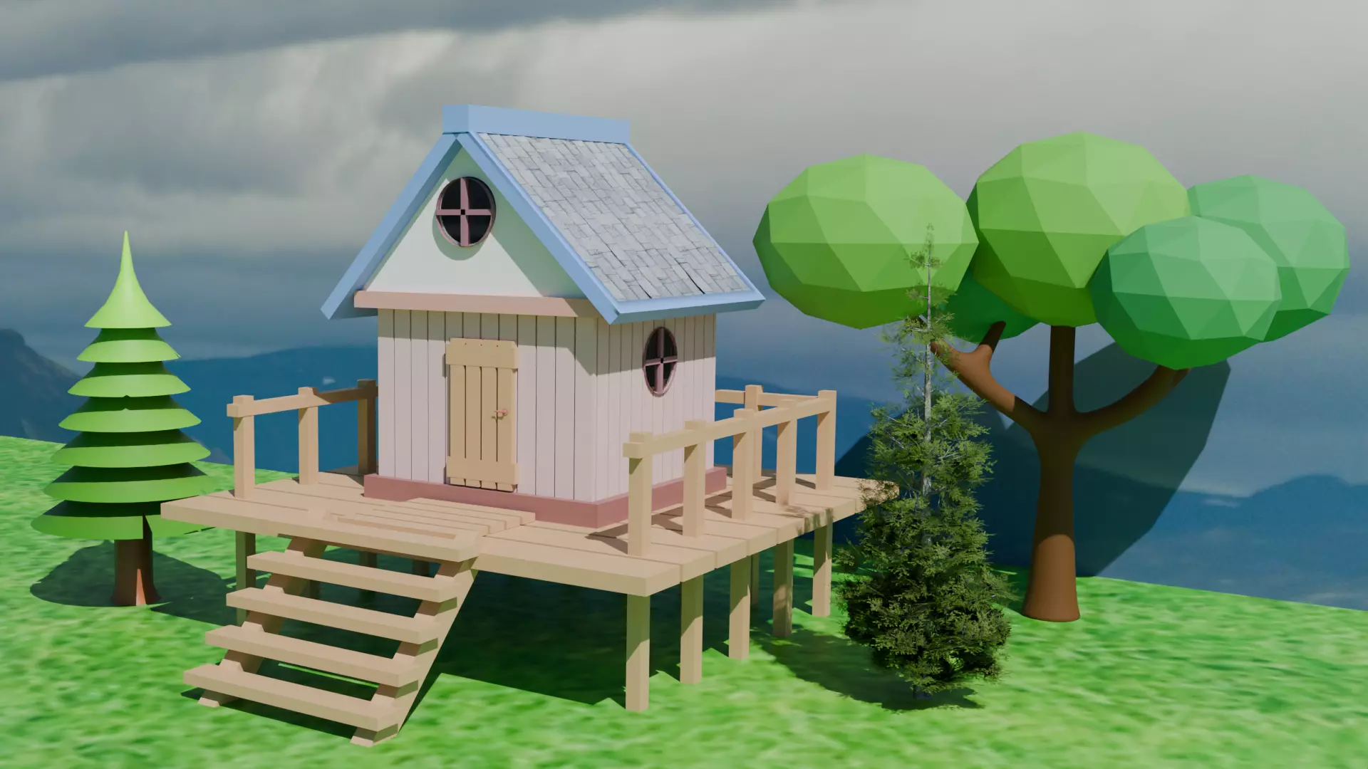 3D Wooden House 3D model_0