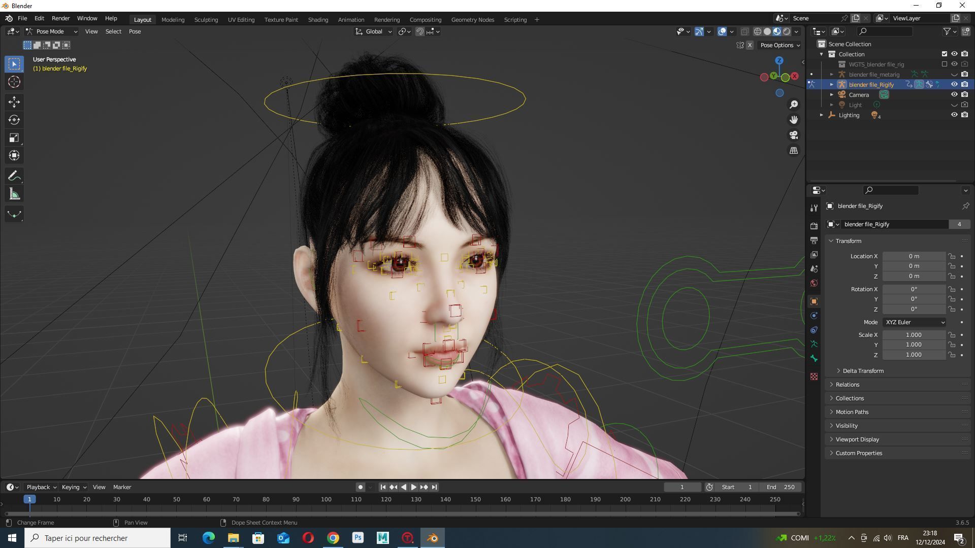 Rigged Female 3D Model in Trendy Pink Attire Low-poly 3D model_16