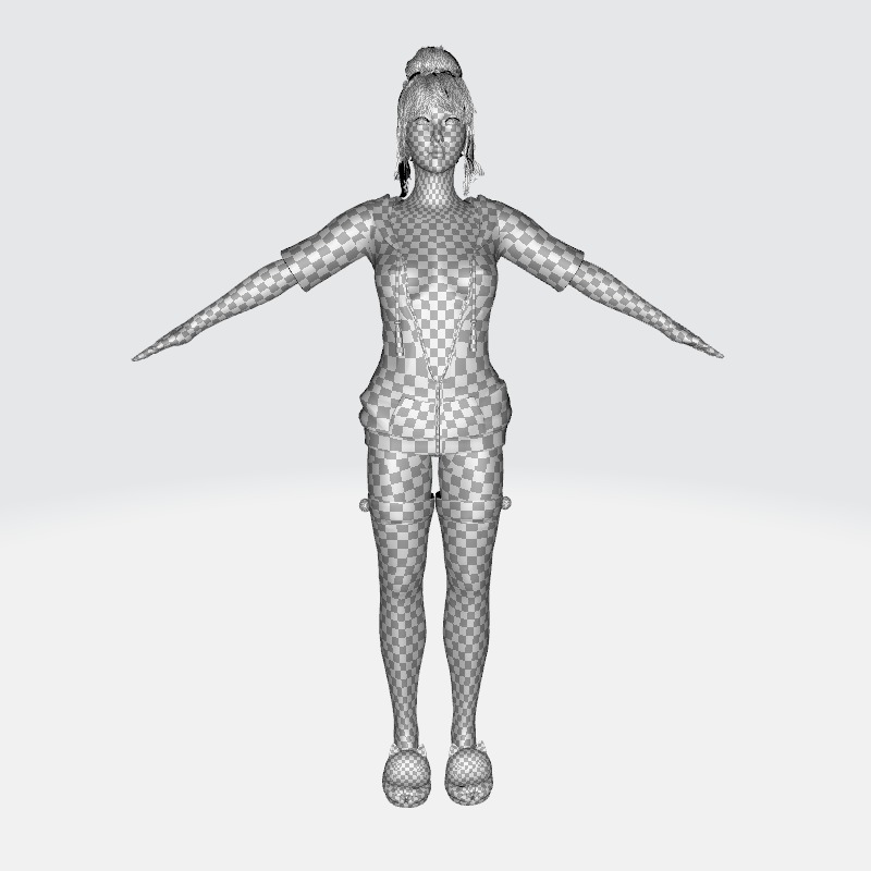 Rigged Female 3D Model in Trendy Pink Attire Low-poly 3D model_21