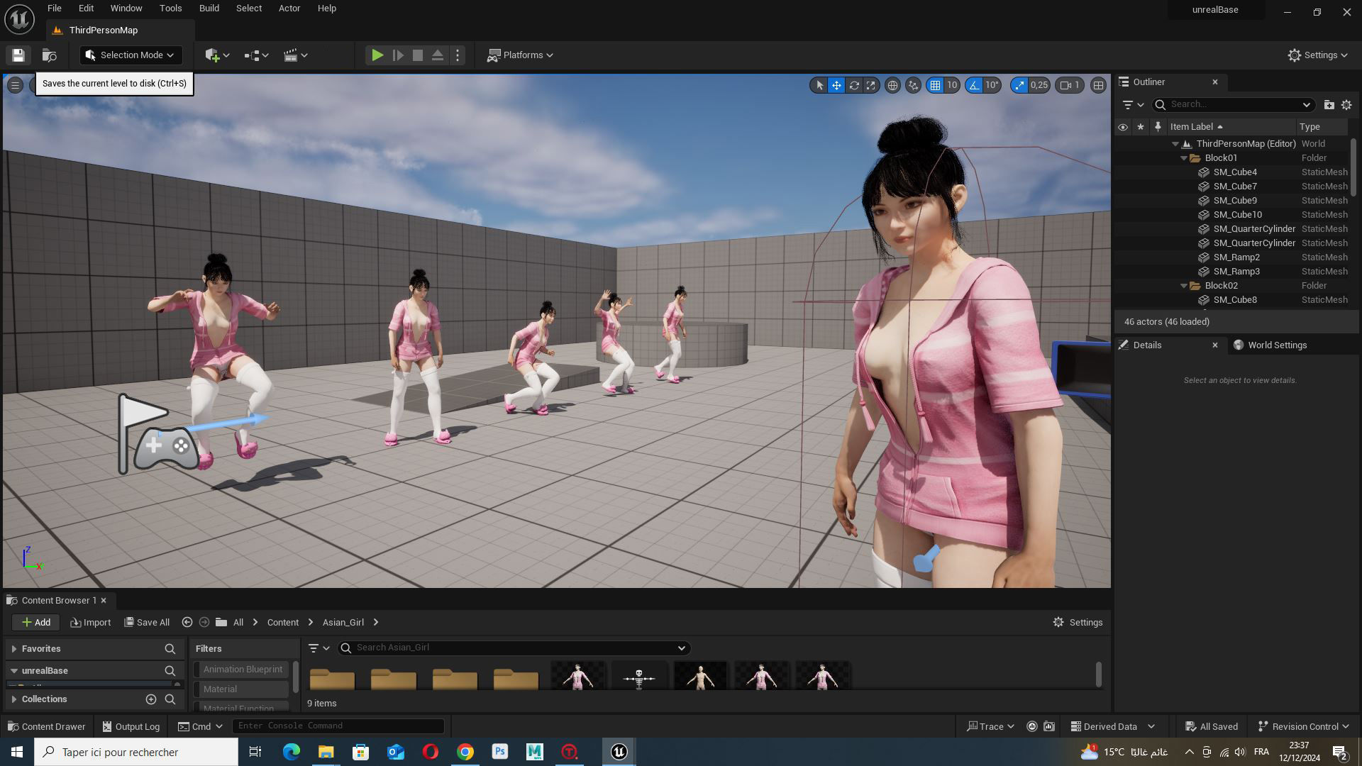 Rigged Female 3D Model in Trendy Pink Attire Low-poly 3D model_18