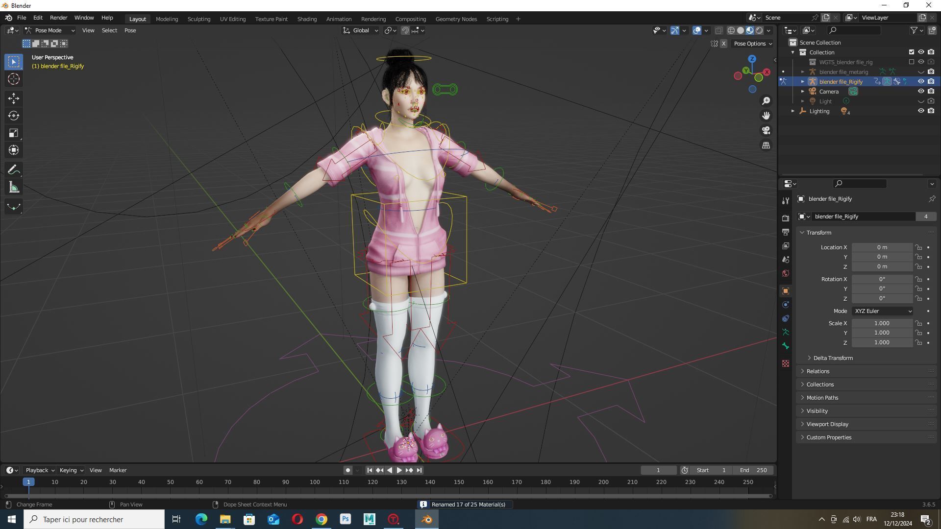 Rigged Female 3D Model in Trendy Pink Attire Low-poly 3D model_15
