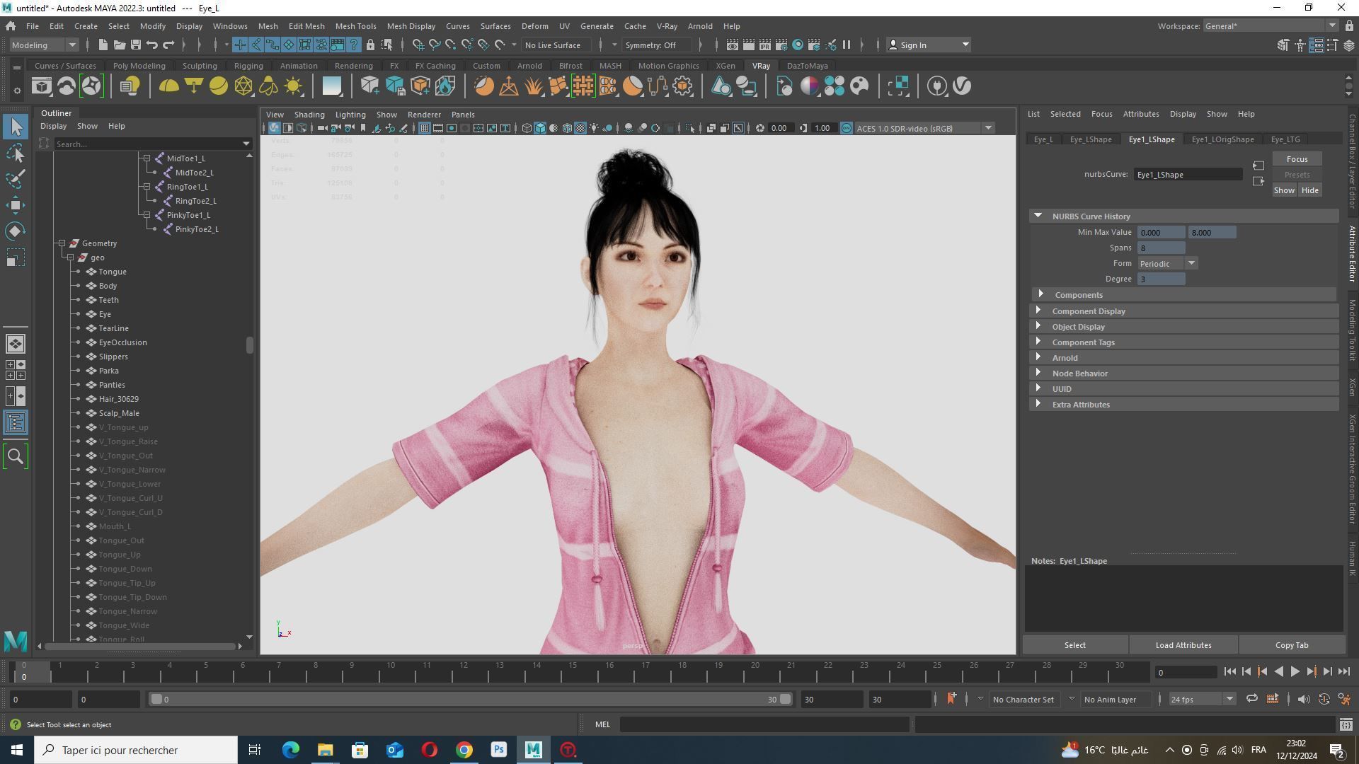 Rigged Female 3D Model in Trendy Pink Attire Low-poly 3D model_14