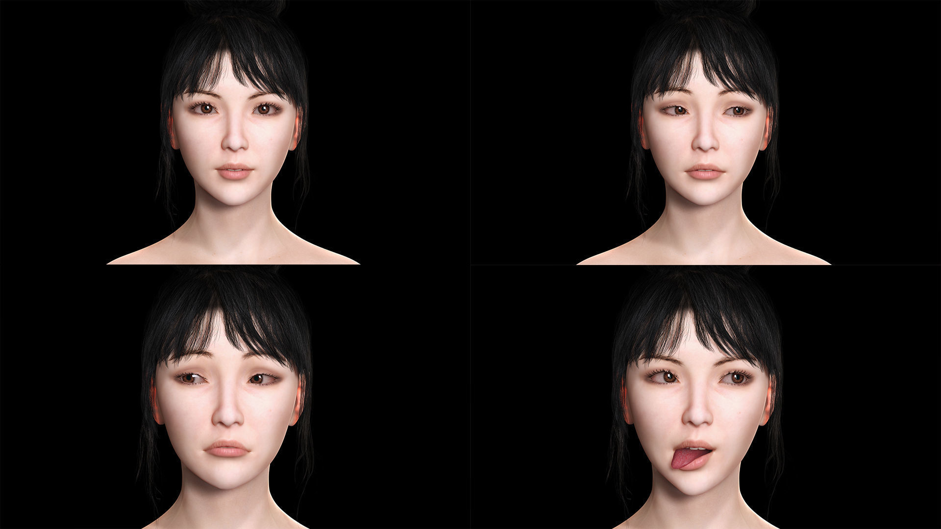 Rigged Female 3D Model in Trendy Pink Attire Low-poly 3D model_7