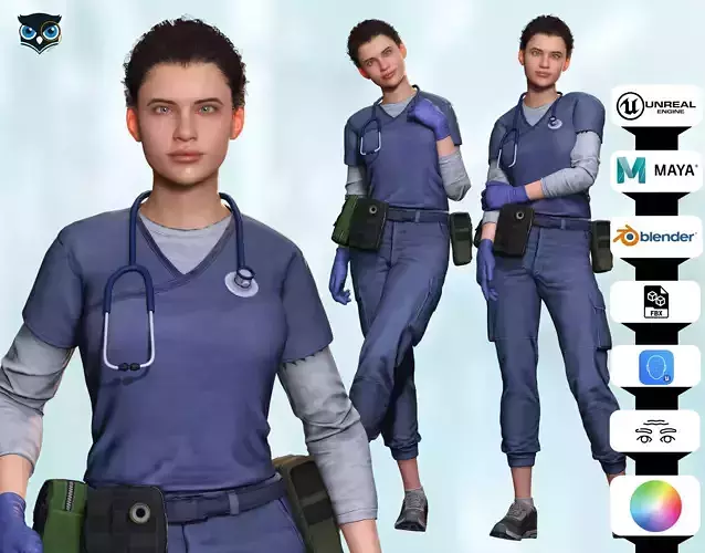 realisticParamedic Character for Animation Low-poly 3D model