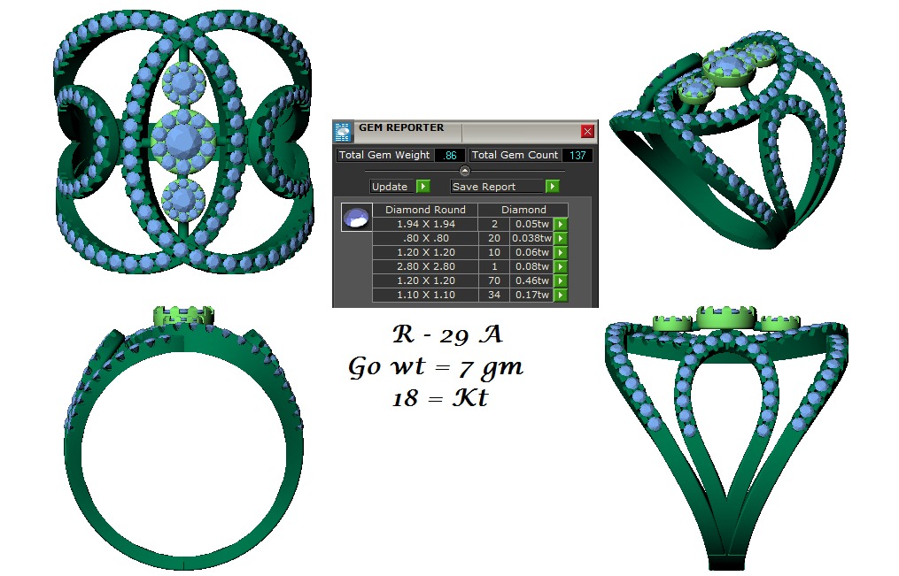 Women Diamond Ring 3dm STL Render Details - R-29 A 3D print model_1