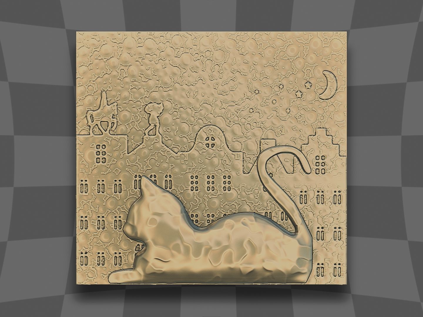 The cat sleeping in Christmas night for CNC 3D print model_2