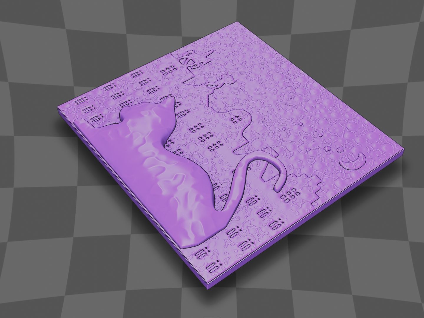 The cat sleeping in Christmas night for CNC 3D print model_6