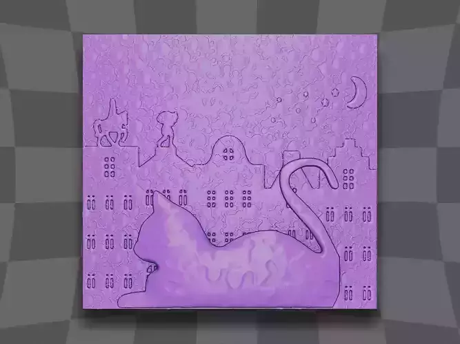 The cat sleeping in Christmas night for CNC 3D print model