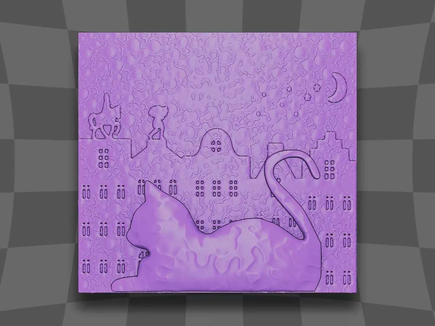 The cat sleeping in Christmas night for CNC 3D print model_0