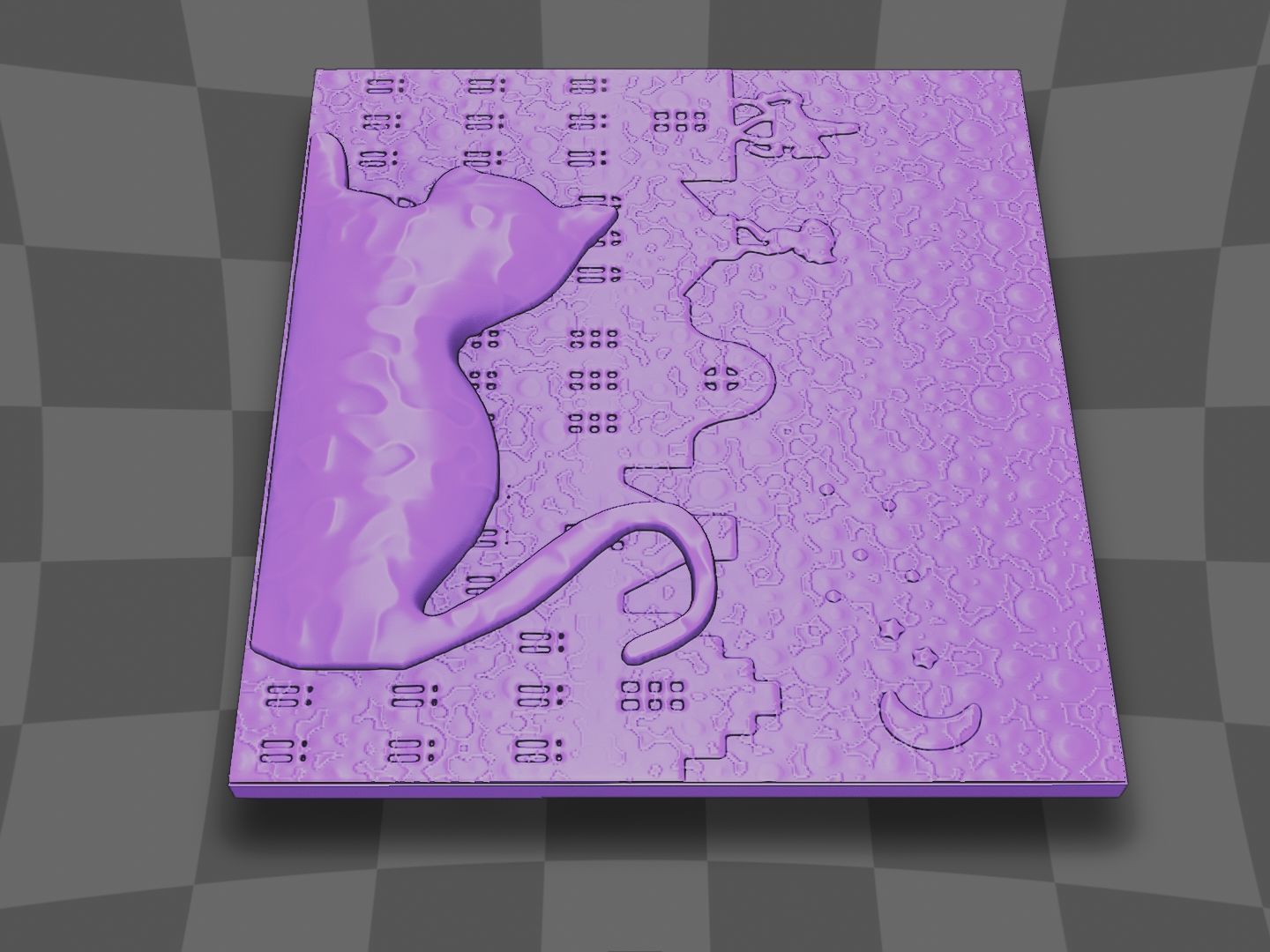 The cat sleeping in Christmas night for CNC 3D print model_7
