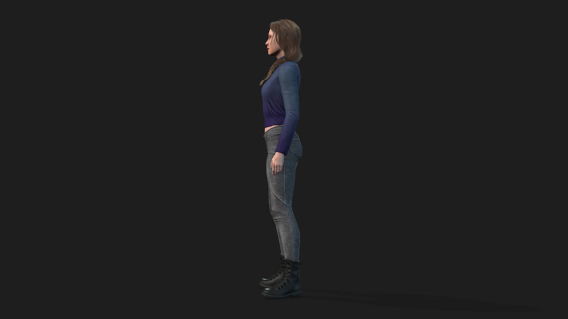 3D Model of a Girl Game Animation Ready 3D model_3