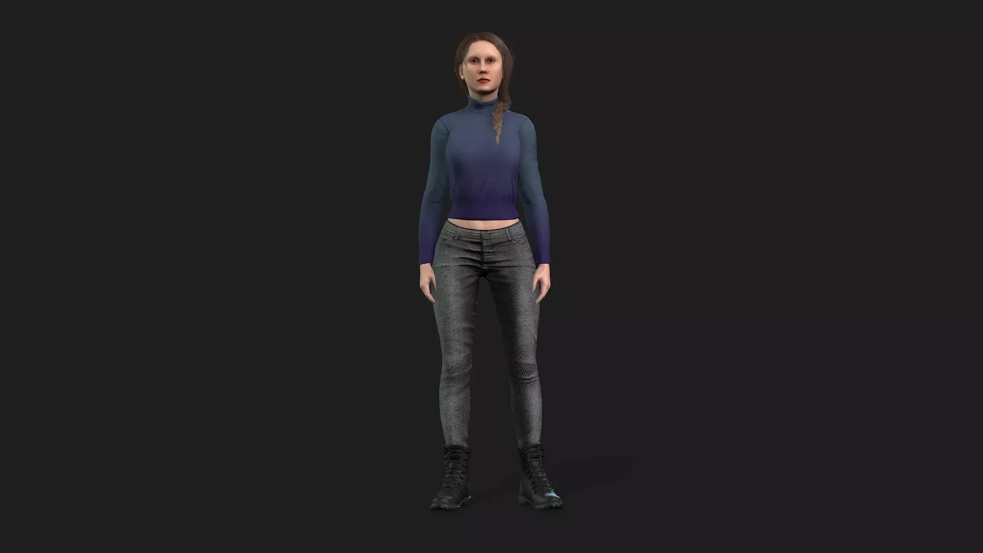 3D Model of a Girl Game Animation Ready 3D model_0