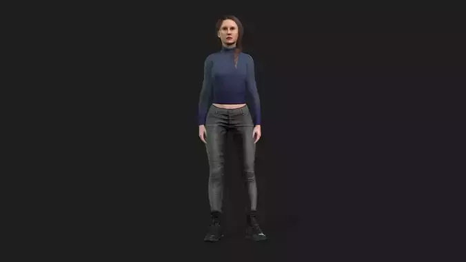 3D Model of a Girl Game Animation Ready