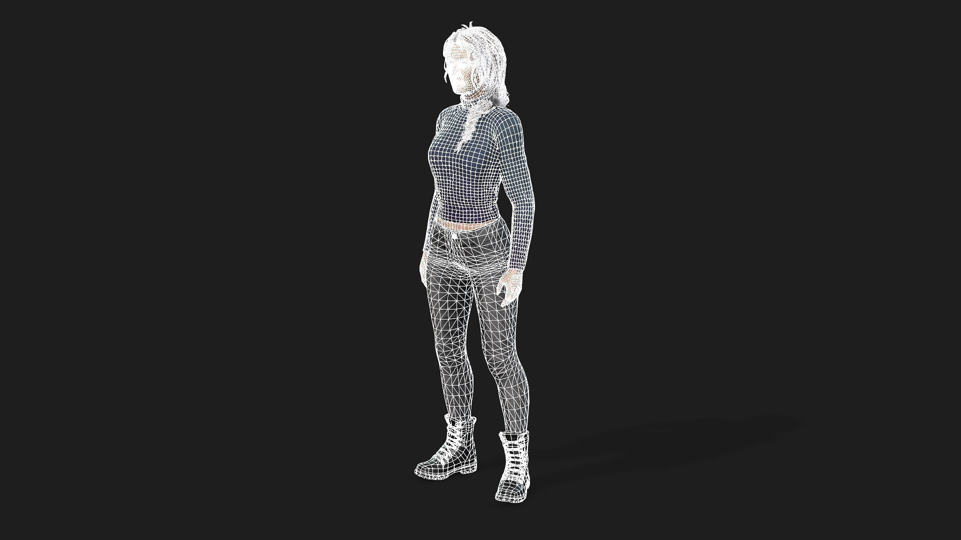 3D Model of a Girl Game Animation Ready 3D model_23
