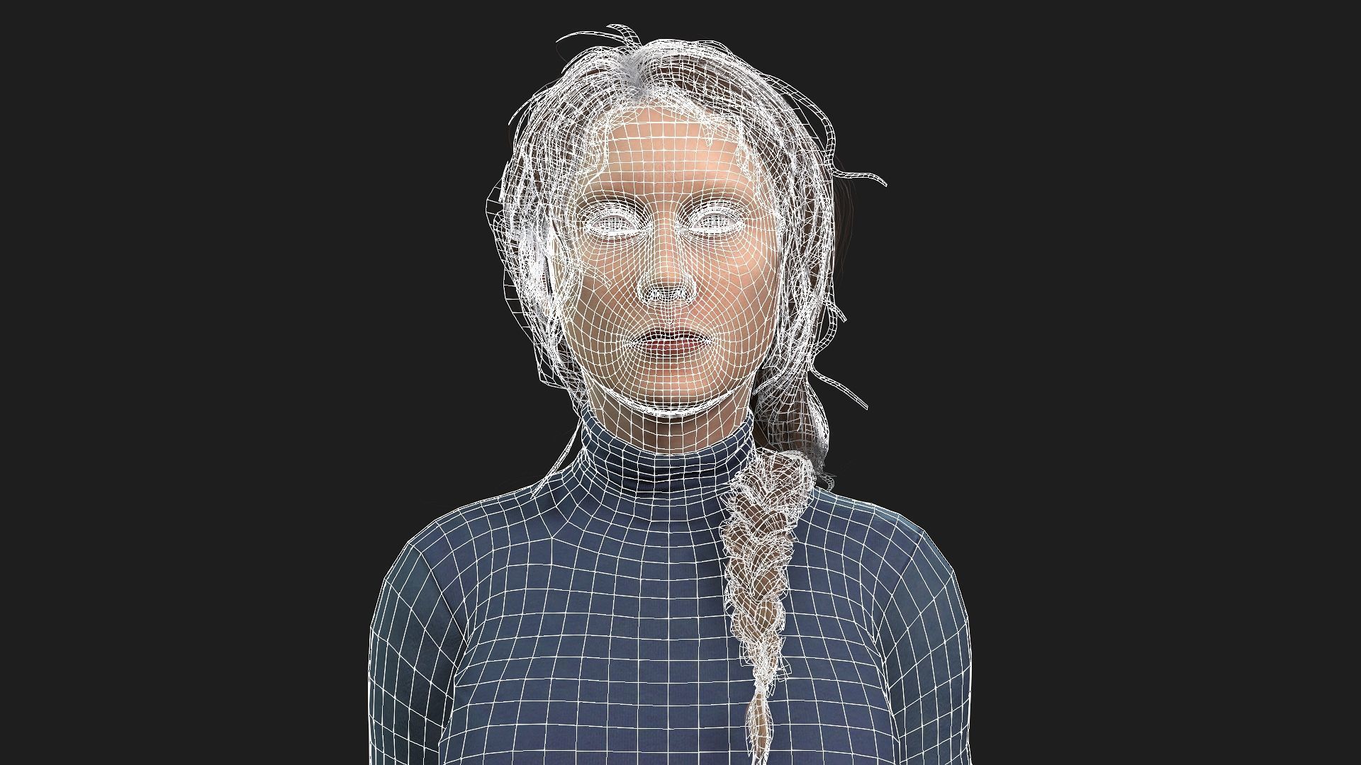 3D Model of a Girl Game Animation Ready 3D model_19