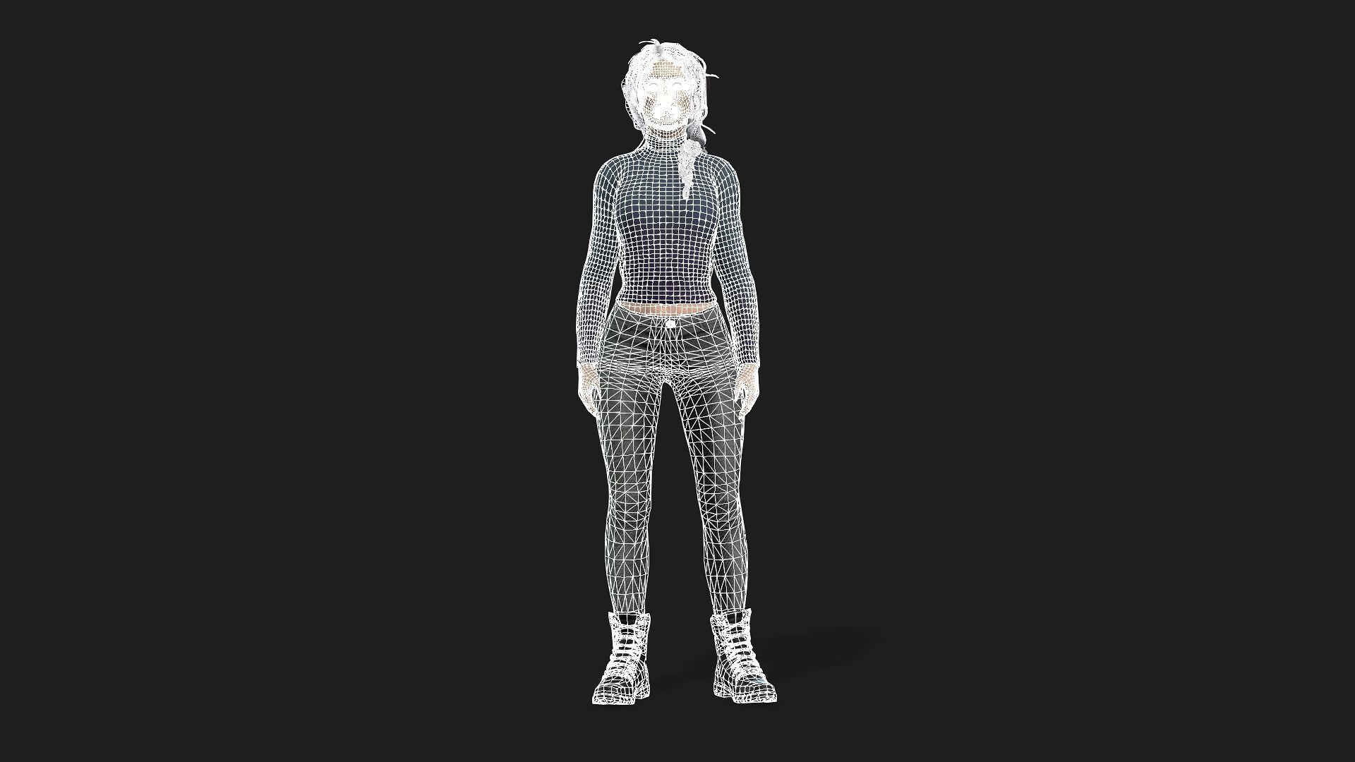 3D Model of a Girl Game Animation Ready 3D model_14