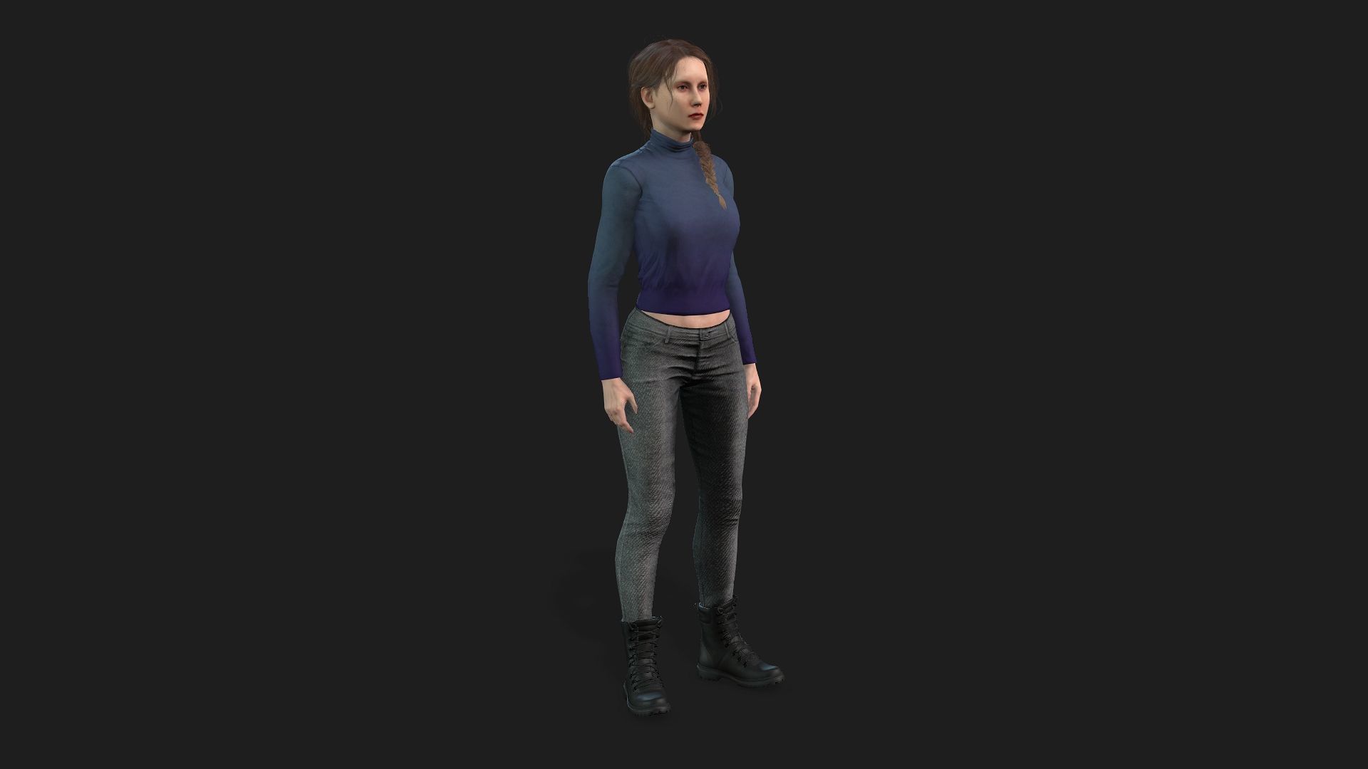 3D Model of a Girl Game Animation Ready 3D model_8