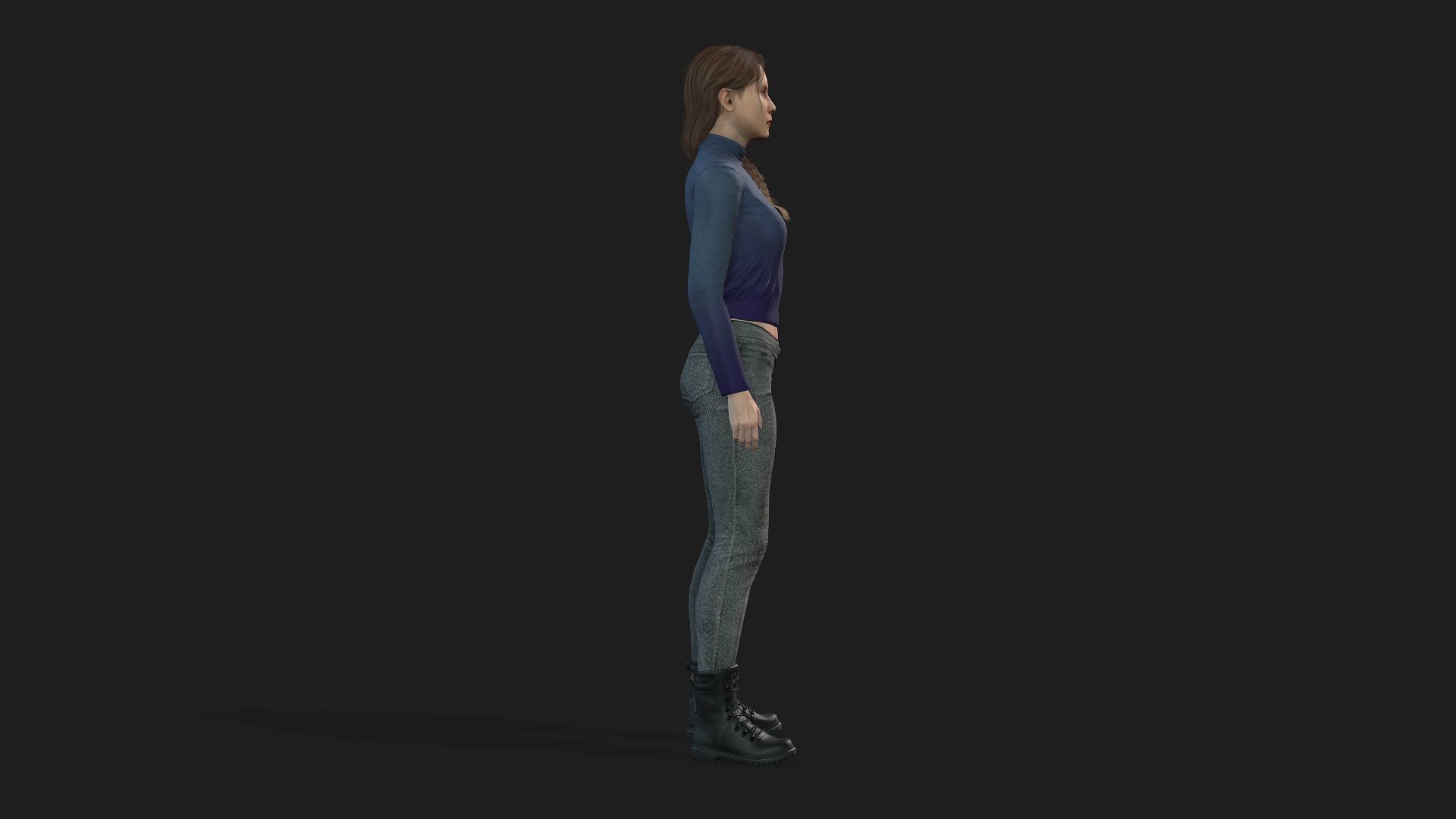 3D Model of a Girl Game Animation Ready 3D model_2