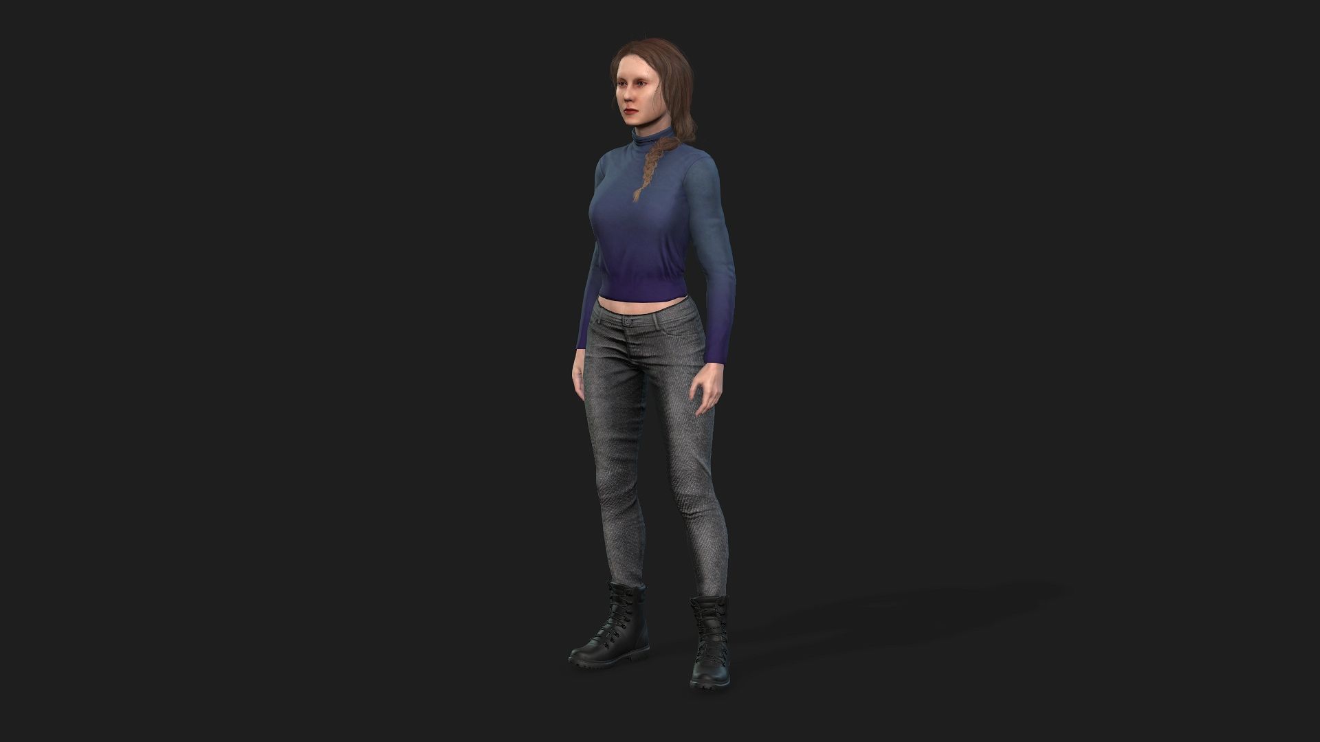 3D Model of a Girl Game Animation Ready 3D model_9