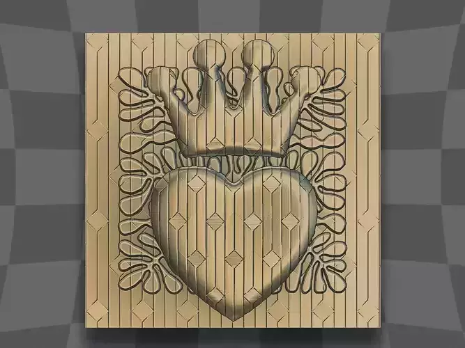 The heart crown deco for CNC and 3D printing 3D print model The heart crown deco for CNC and 3D printing 3D print model