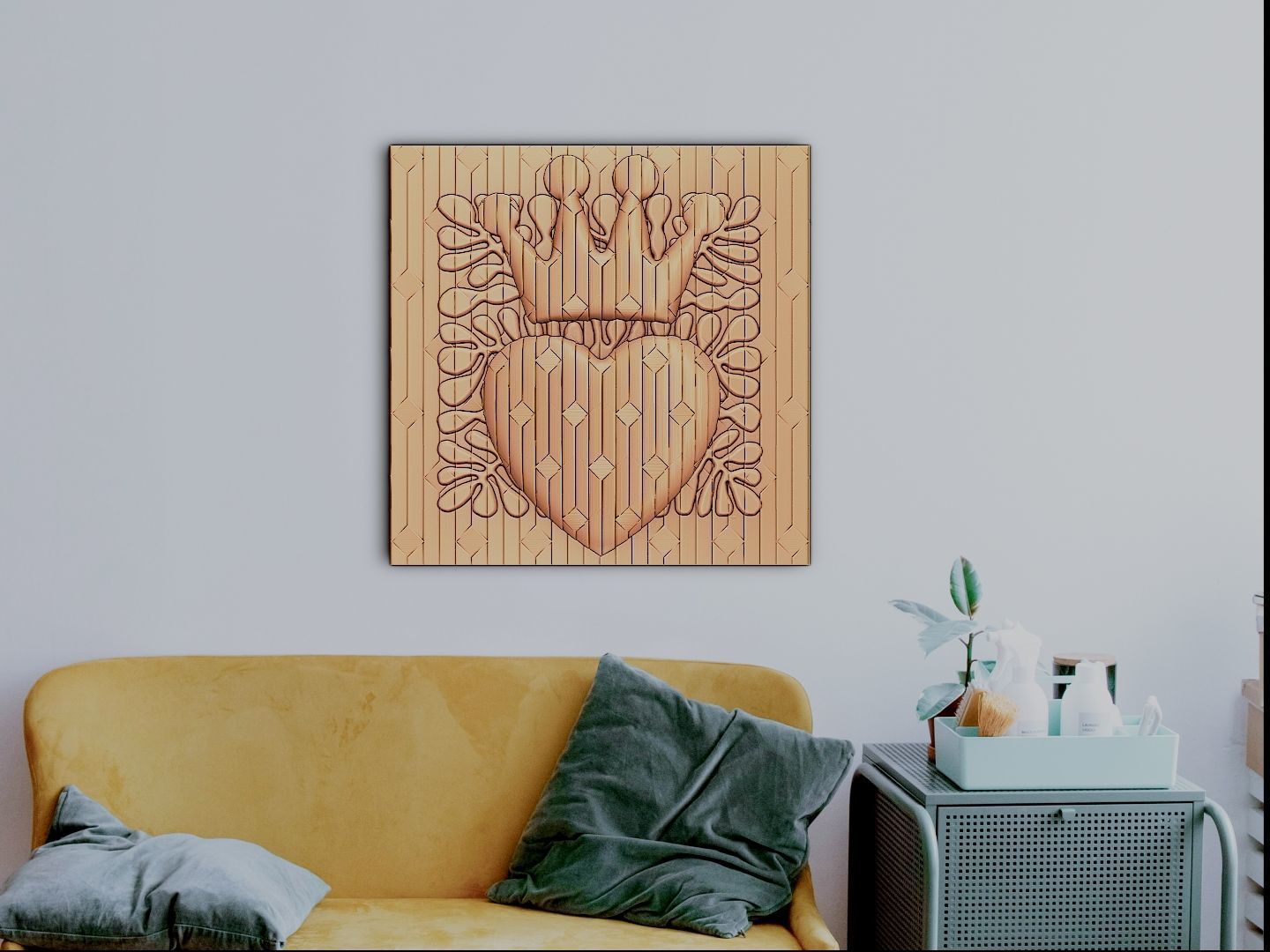 The heart crown deco for CNC and 3D printing 3D print model_3