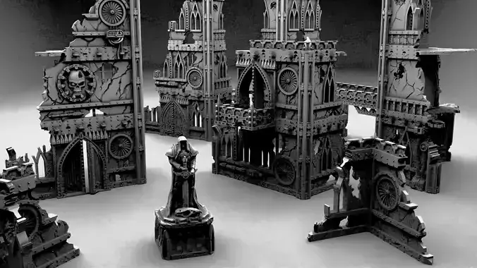 Imperial wargame ruins  Modular multipart pack over 100 parts 3D print model