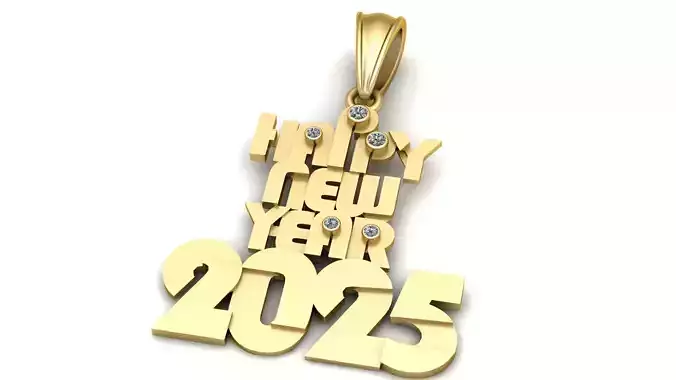 HAPPY NEW YEAR 2025 PENDANT 3D PRINTABLE MODEL
