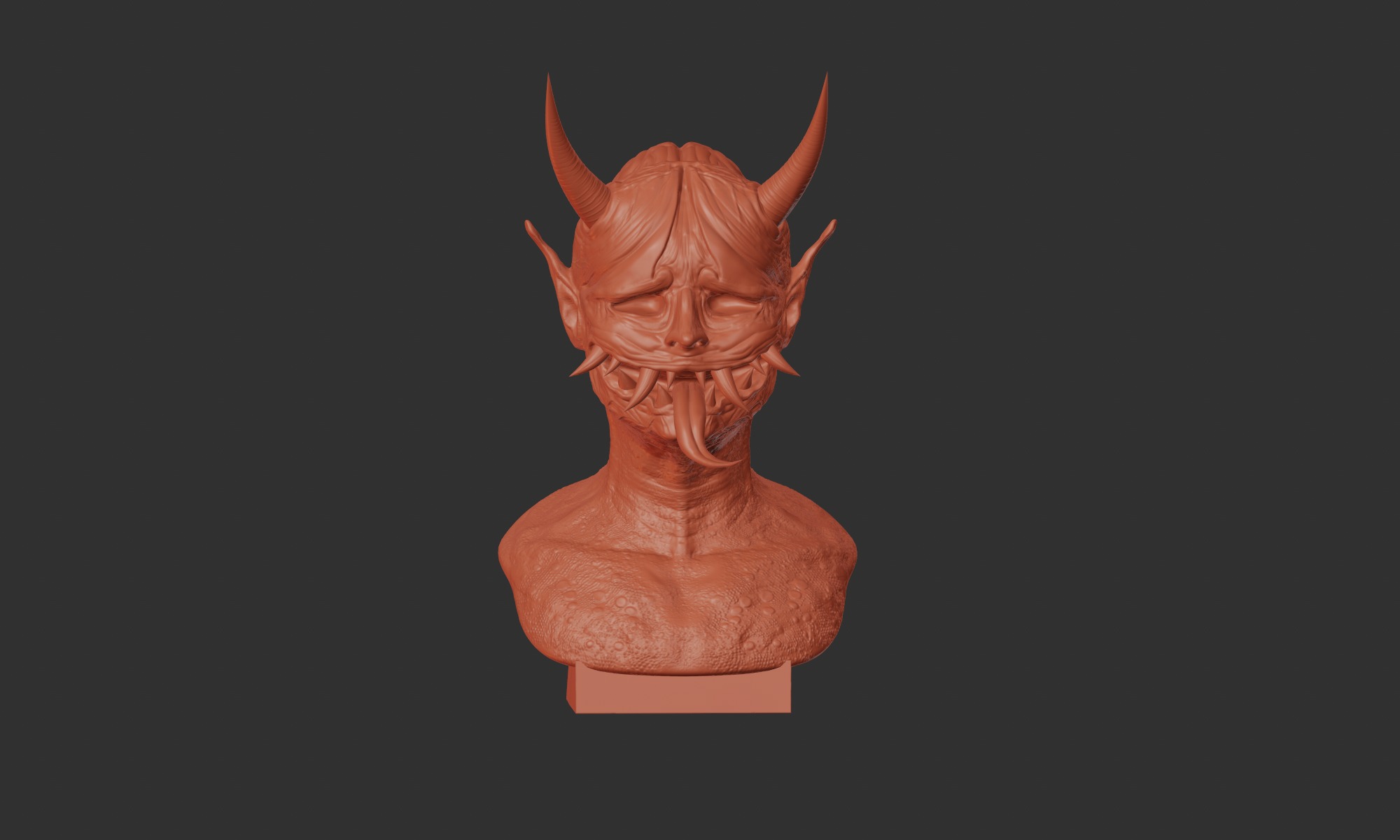 Oni Demon 3D Sculpture - High-Detail STL File for 3D Printing 3D print model_6