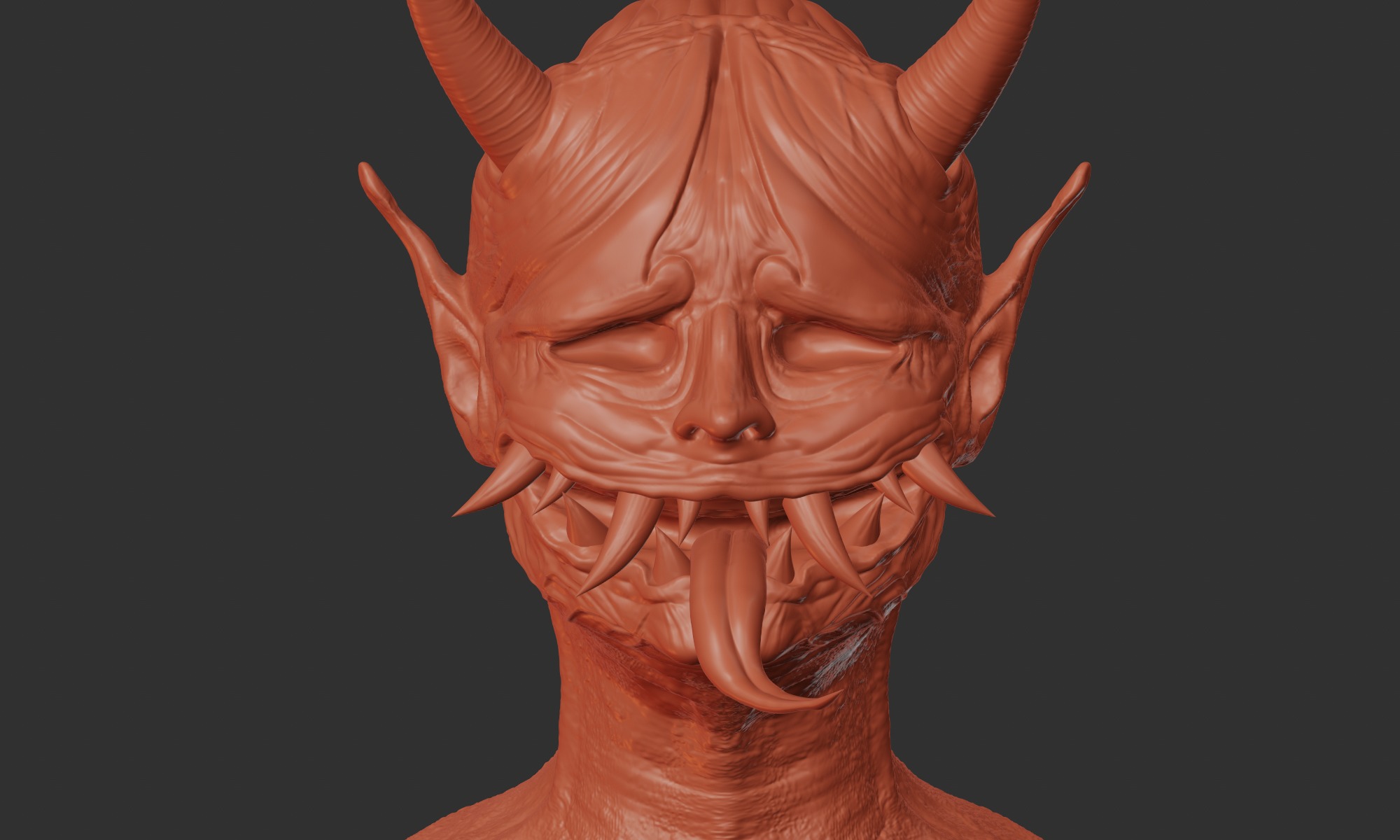 Oni Demon 3D Sculpture - High-Detail STL File for 3D Printing 3D print model_5