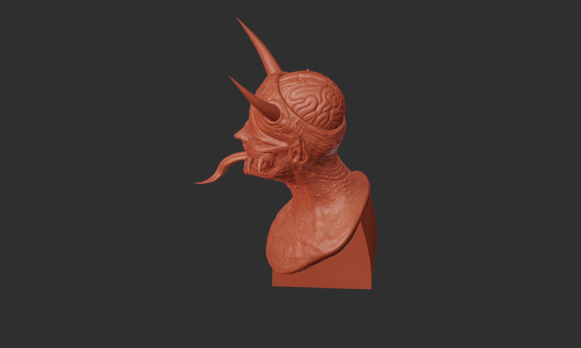 Oni Demon 3D Sculpture - High-Detail STL File for 3D Printing 3D print model_1