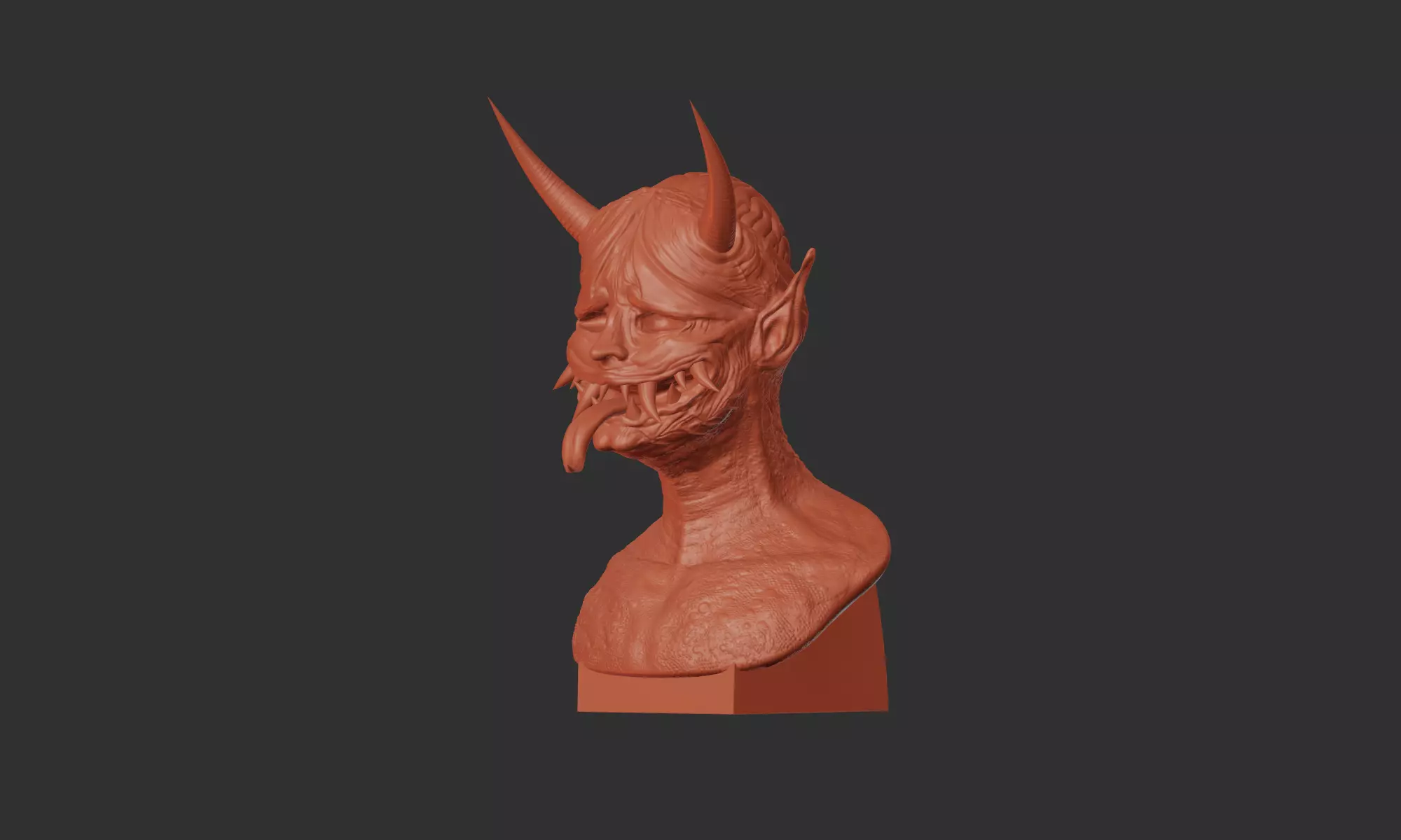Oni Demon 3D Sculpture - High-Detail STL File for 3D Printing 3D print model_0
