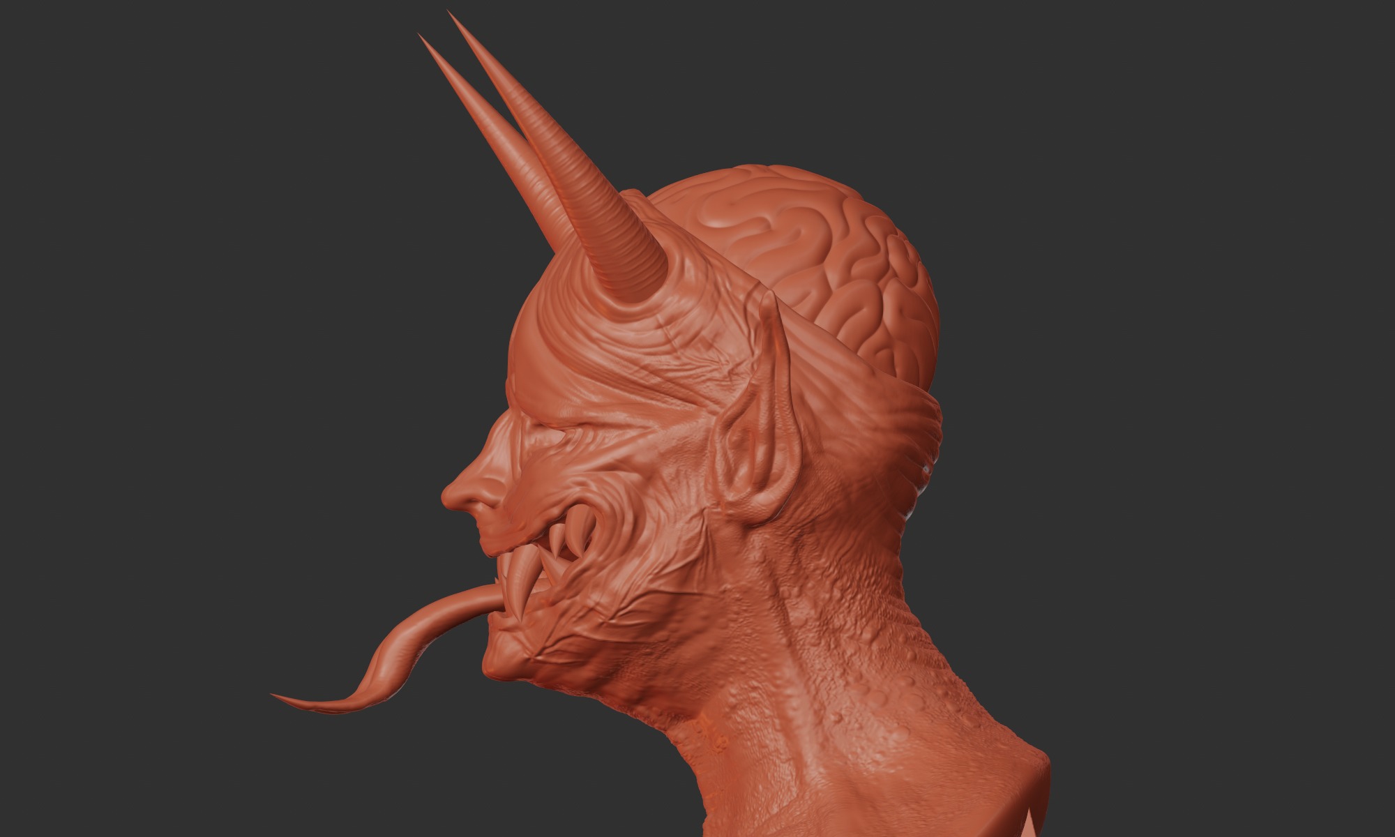 Oni Demon 3D Sculpture - High-Detail STL File for 3D Printing 3D print model_2