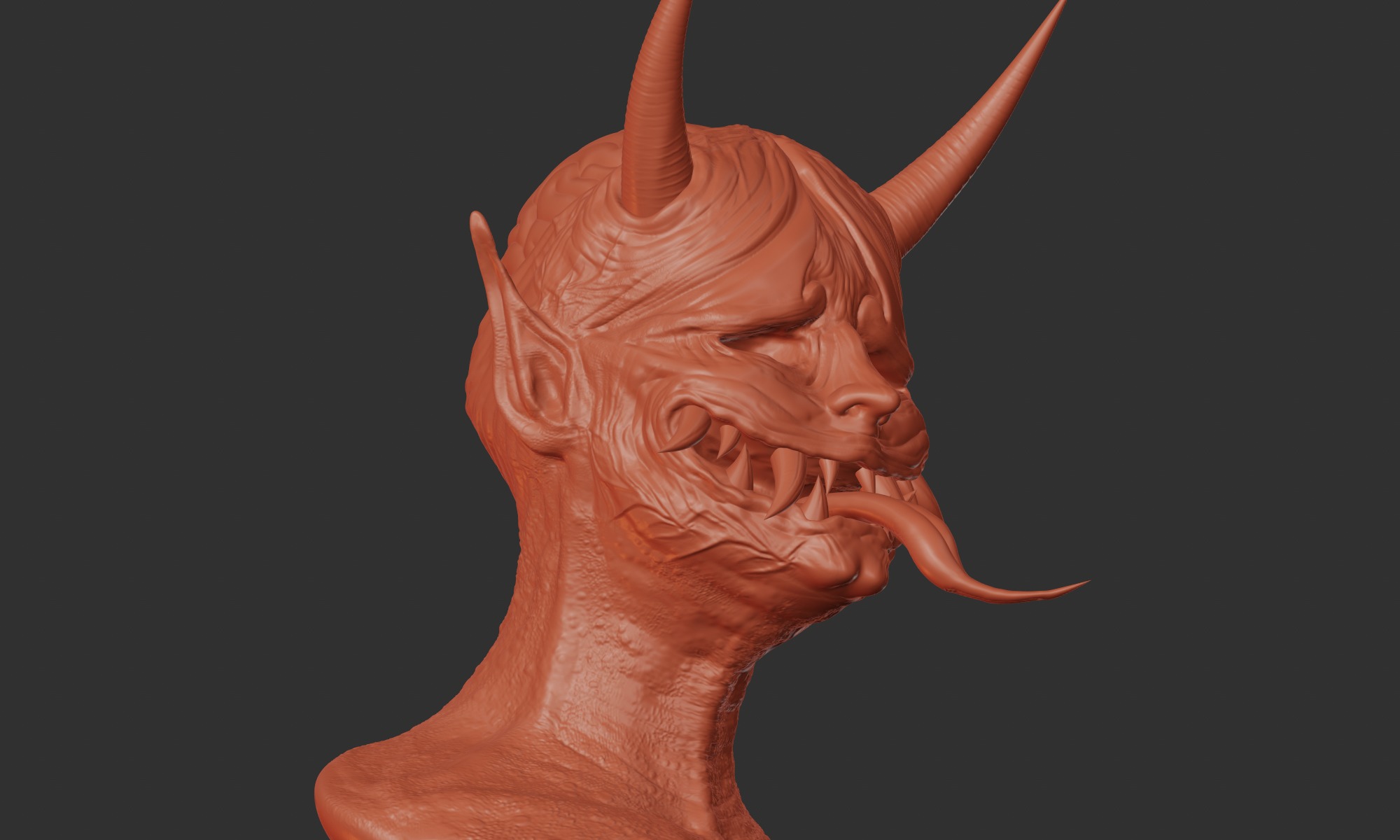 Oni Demon 3D Sculpture - High-Detail STL File for 3D Printing 3D print model_3