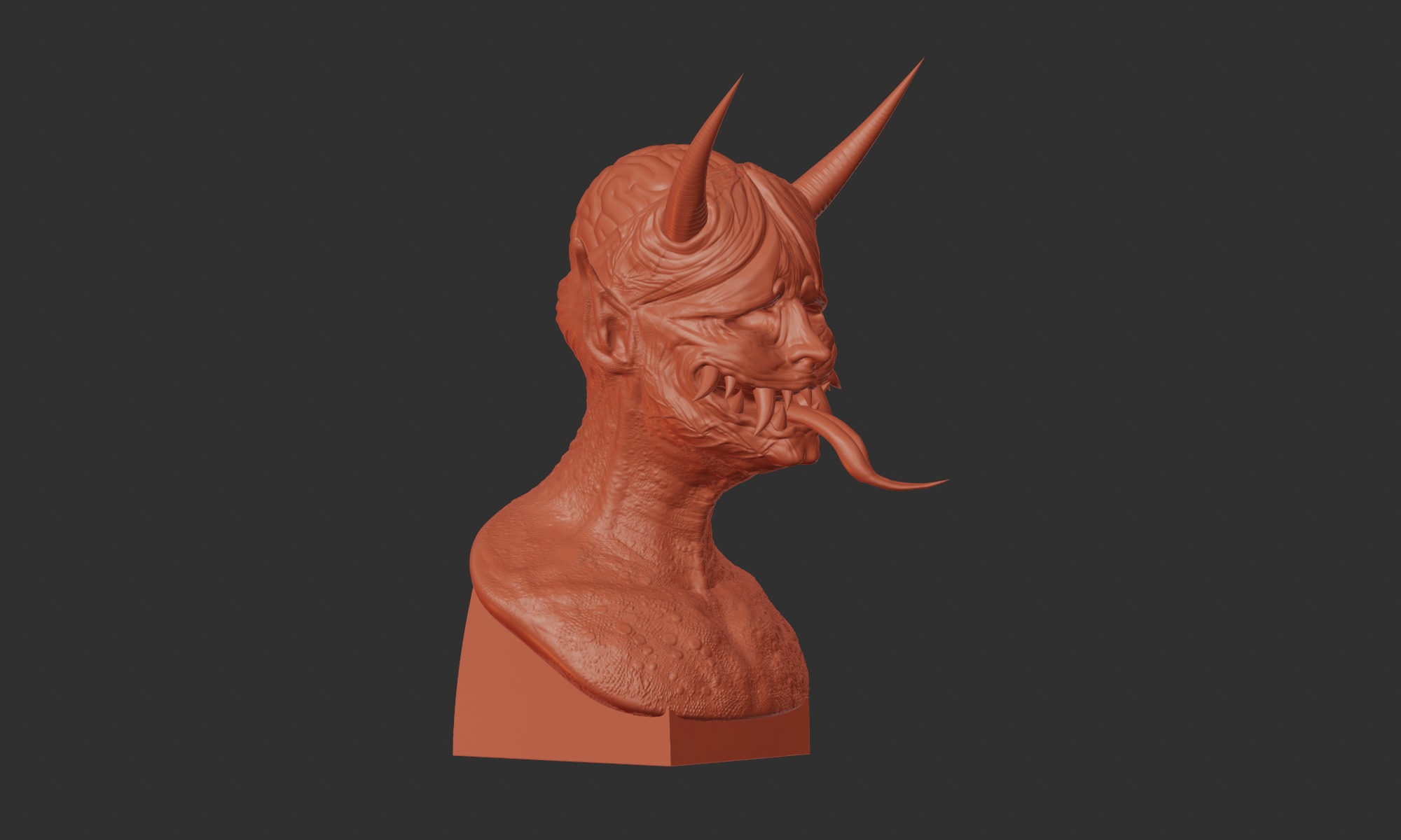 Oni Demon 3D Sculpture - High-Detail STL File for 3D Printing 3D print model_4