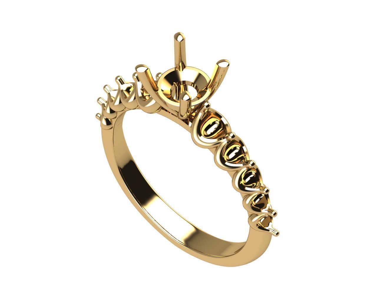 Solitaire Plus Ring 3D print model_9