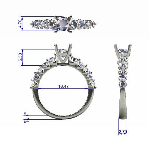 Solitaire Plus Ring 3D print model_2