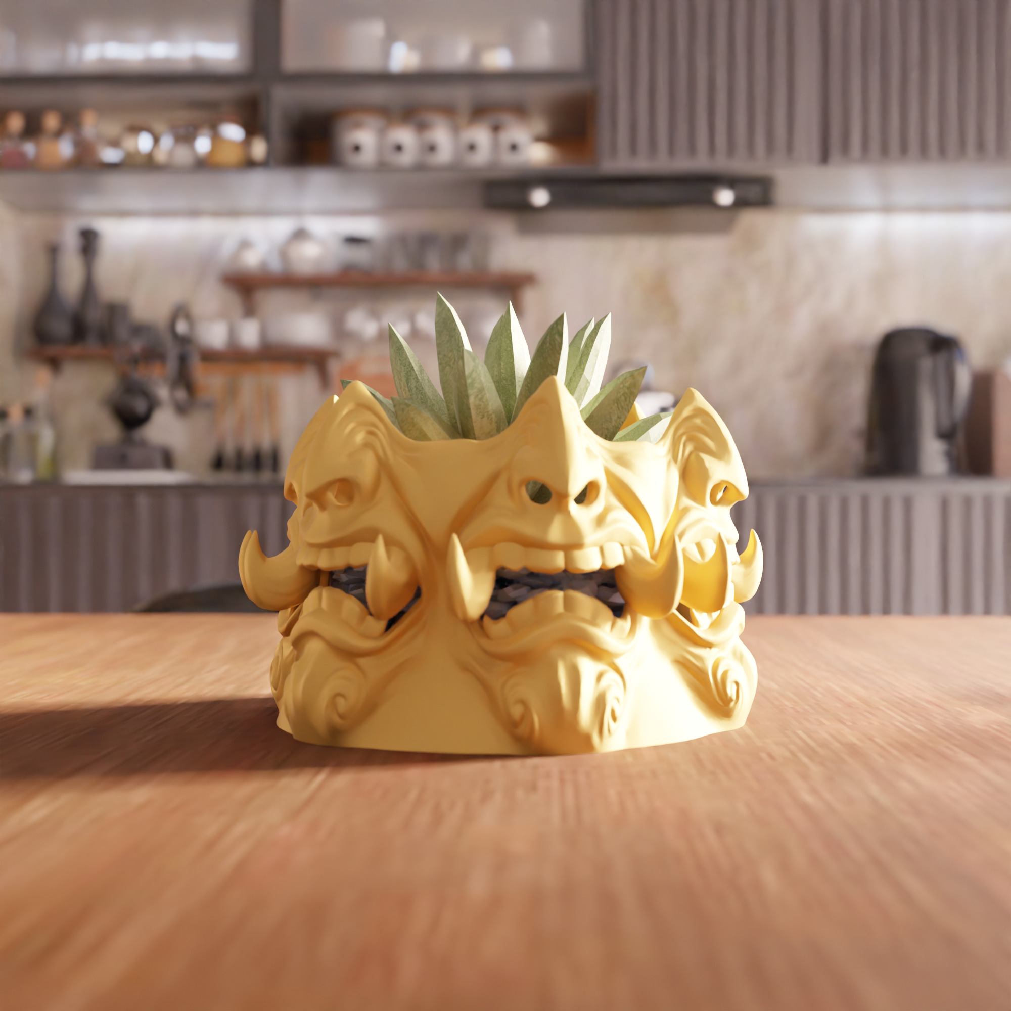 Monster Face Vase STL File - 069 3D print model_6