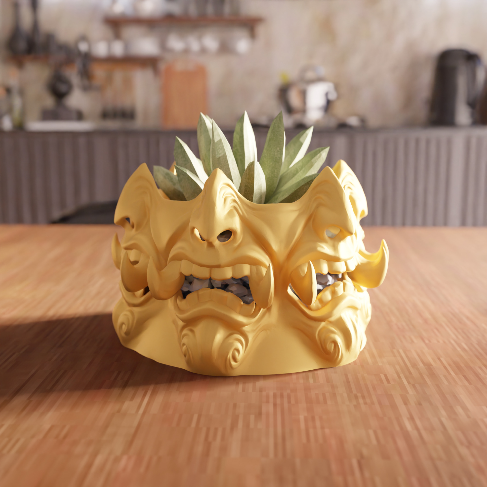 Monster Face Vase STL File - 069 3D print model_4