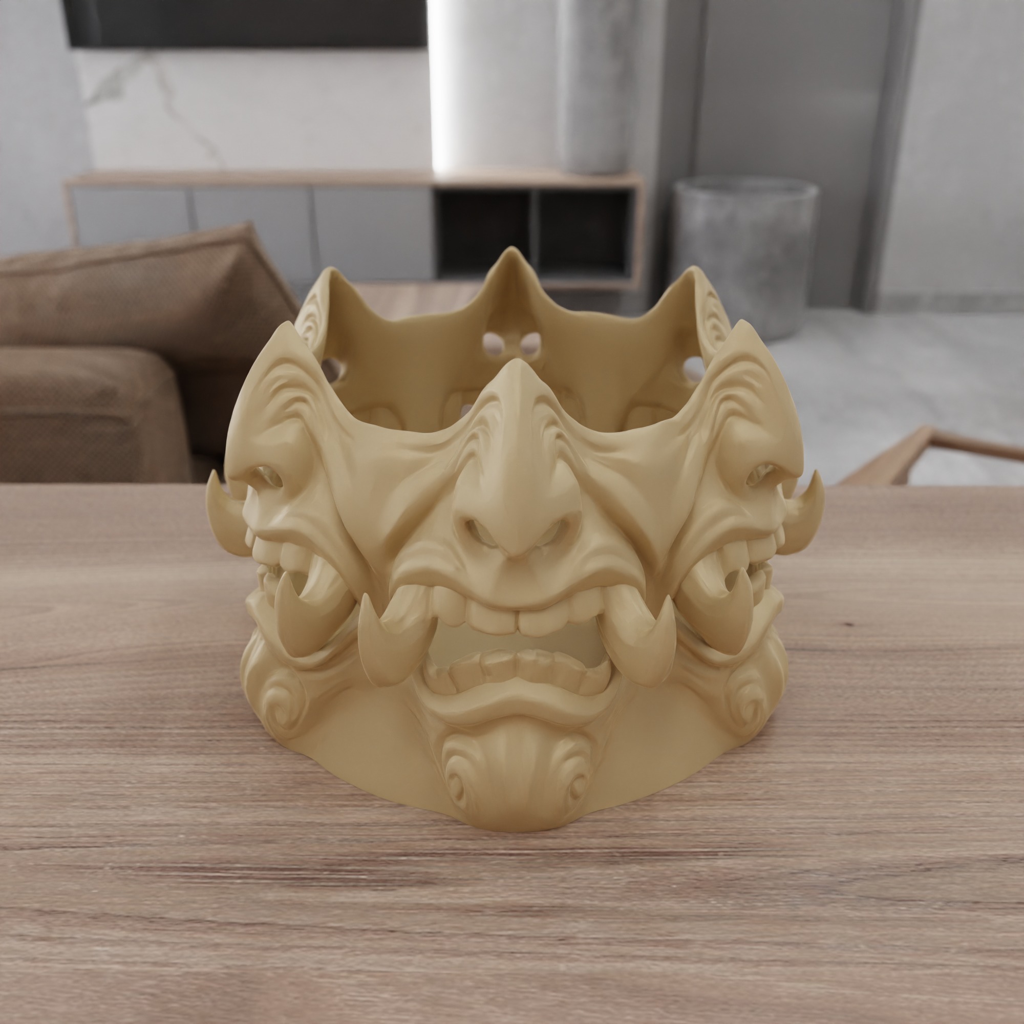 Monster Face Vase STL File - 069 3D print model_8
