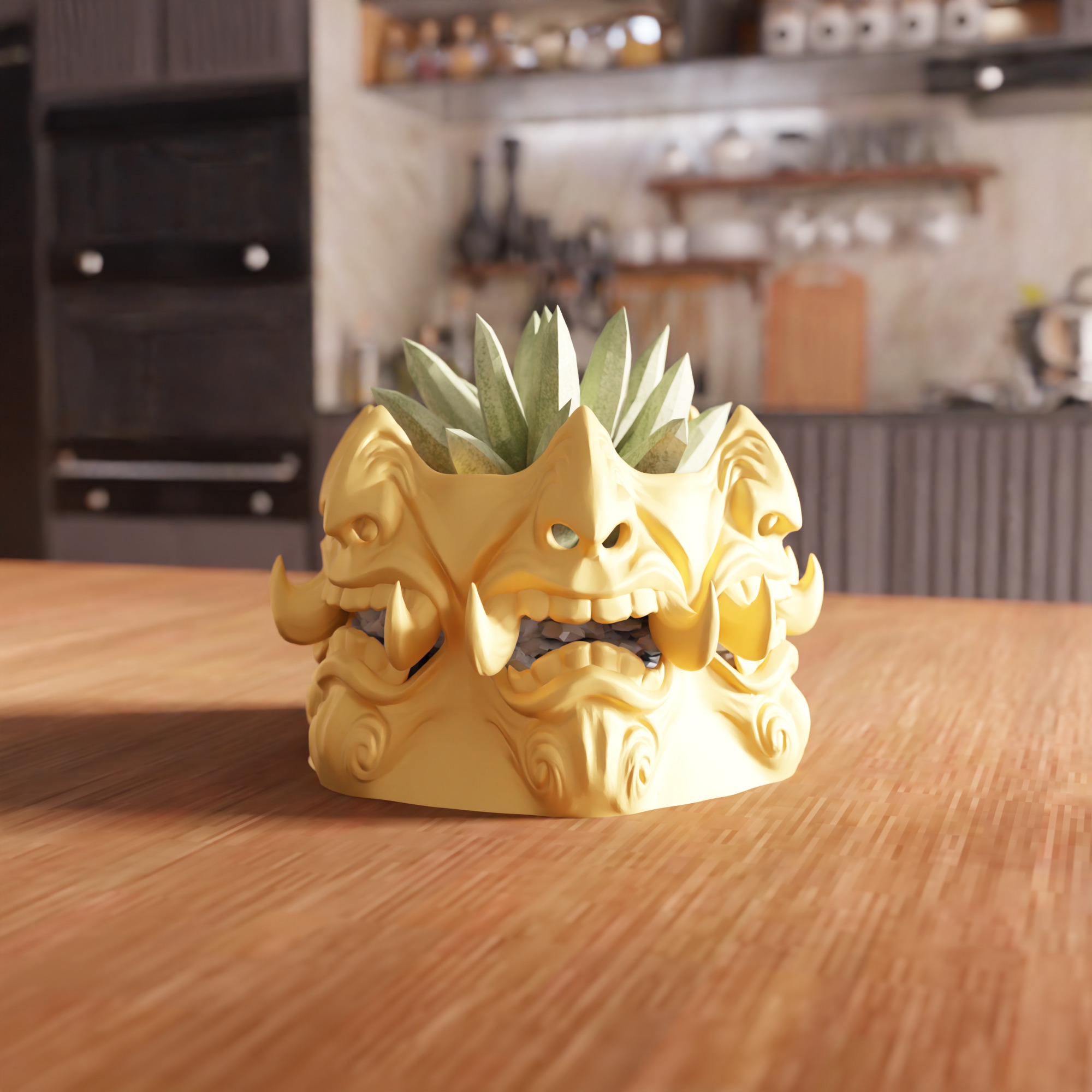 Monster Face Vase STL File - 069 3D print model_5