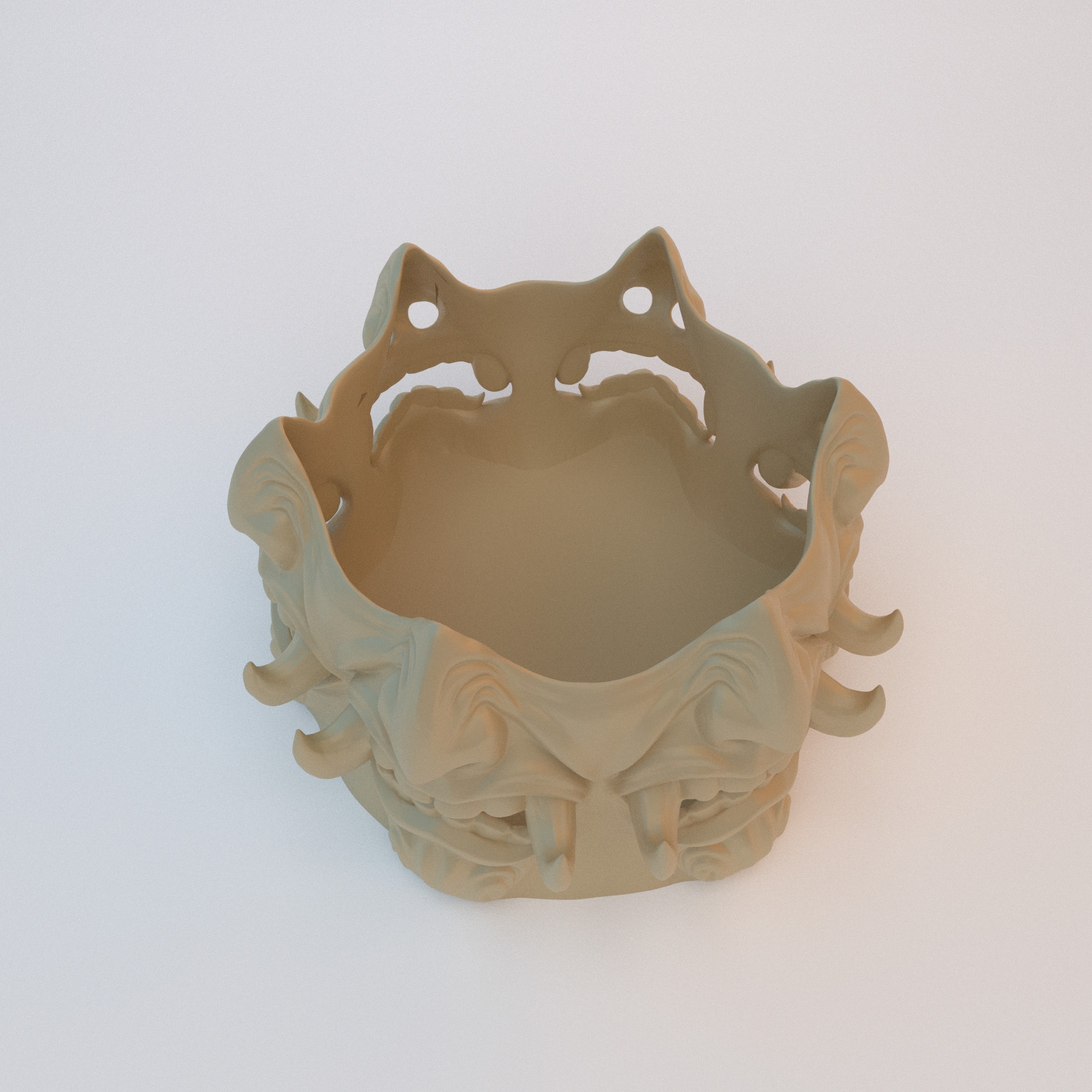 Monster Face Vase STL File - 069 3D print model_10