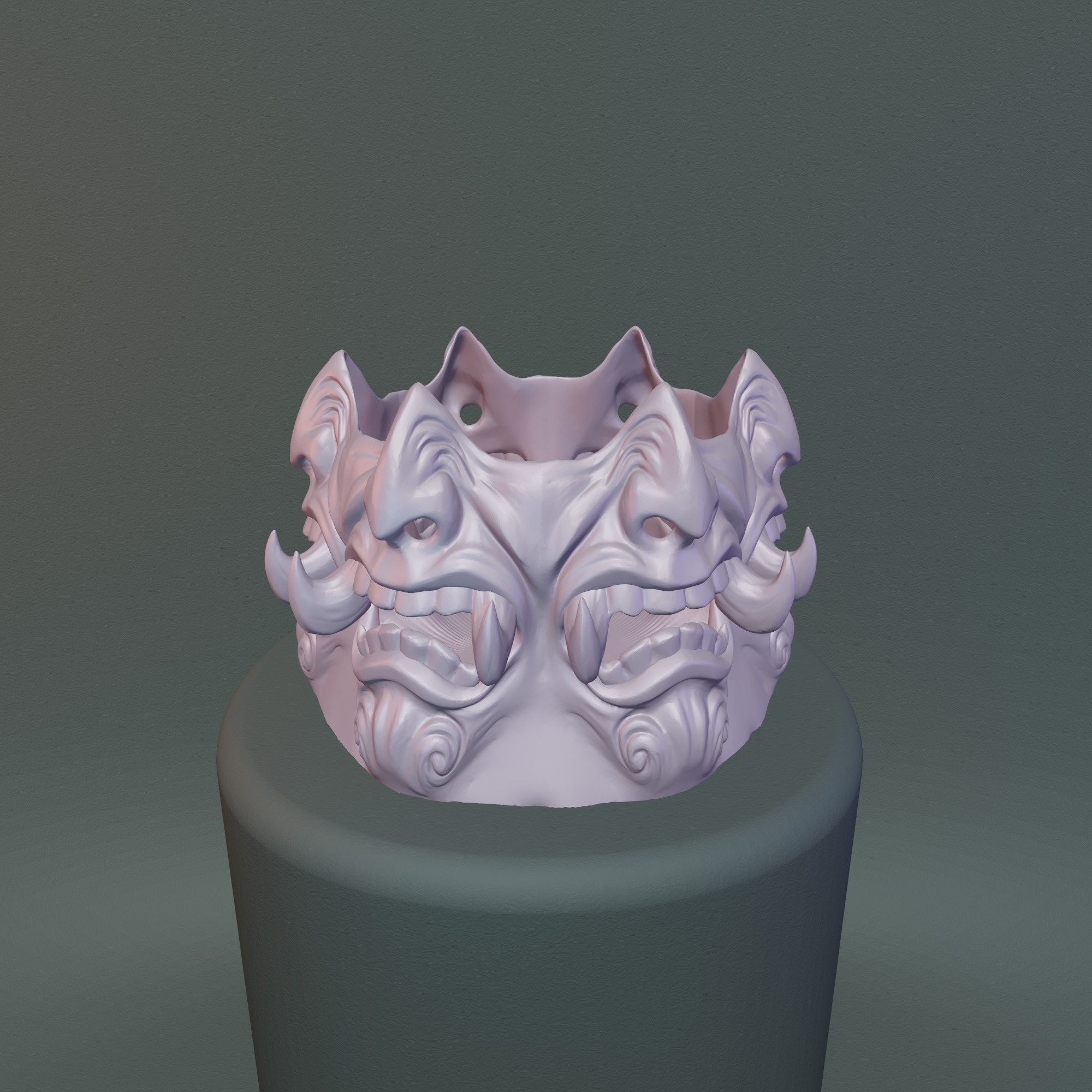 Monster Face Vase STL File - 069 3D print model_12