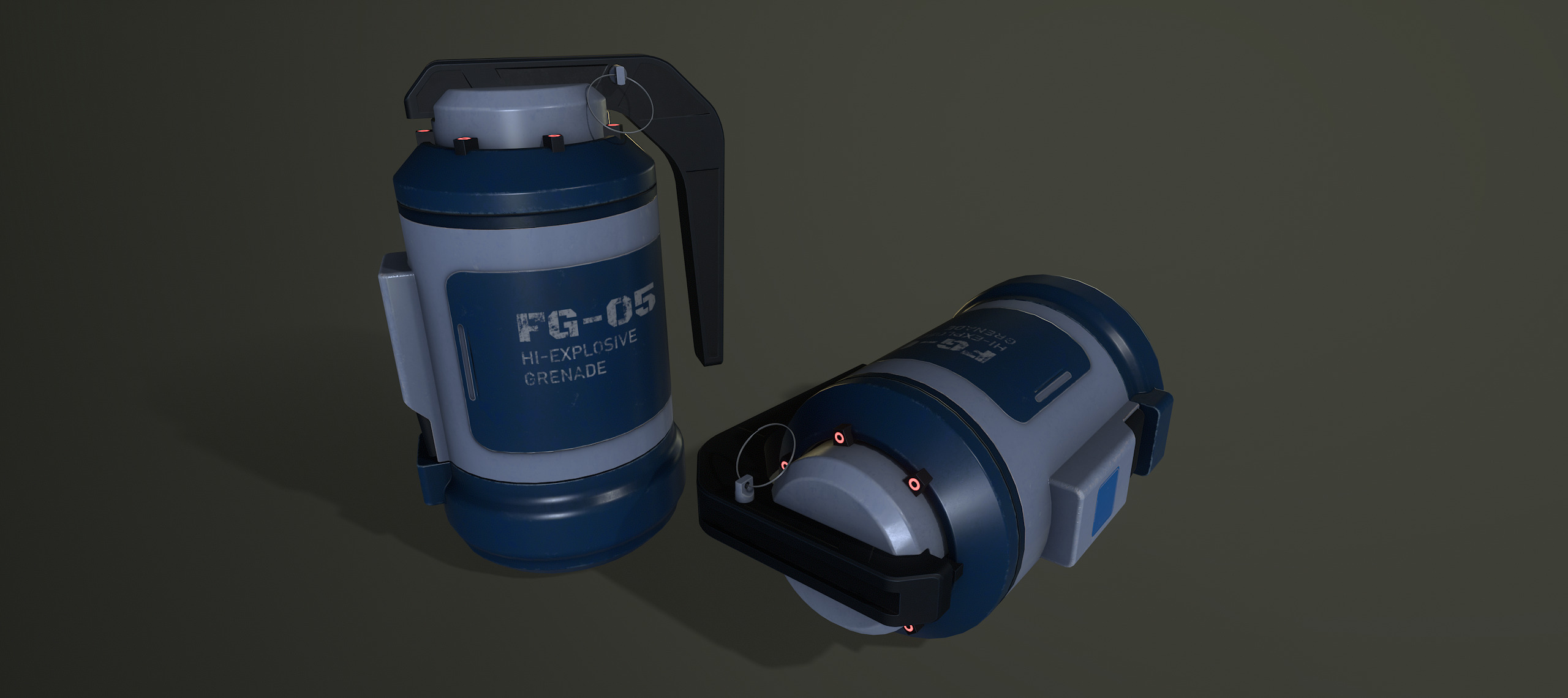 Sci-fi grenades pack set vol 1 Low-poly 3D model_6