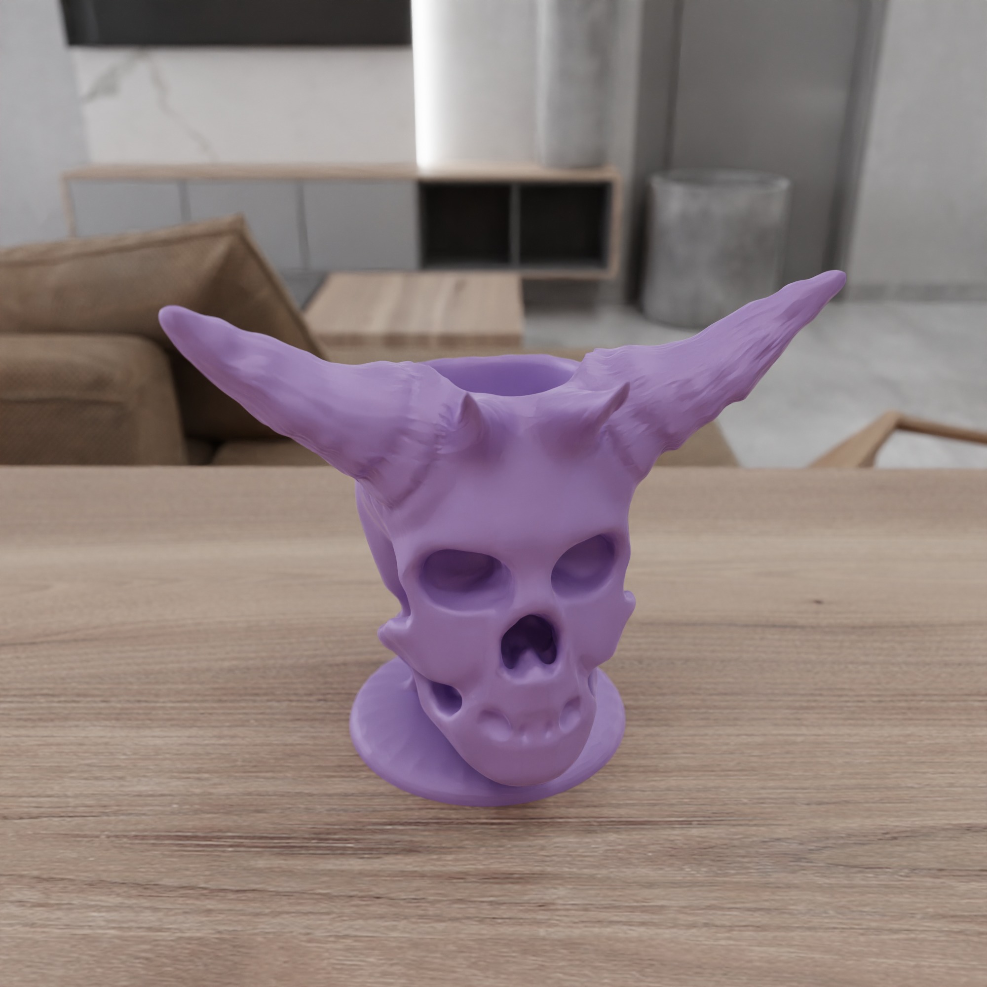 Demon Skull Vase STL File - 068 3D print model_8
