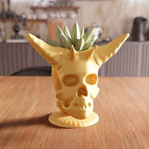 Demon Skull Vase STL File - 068 3D print model