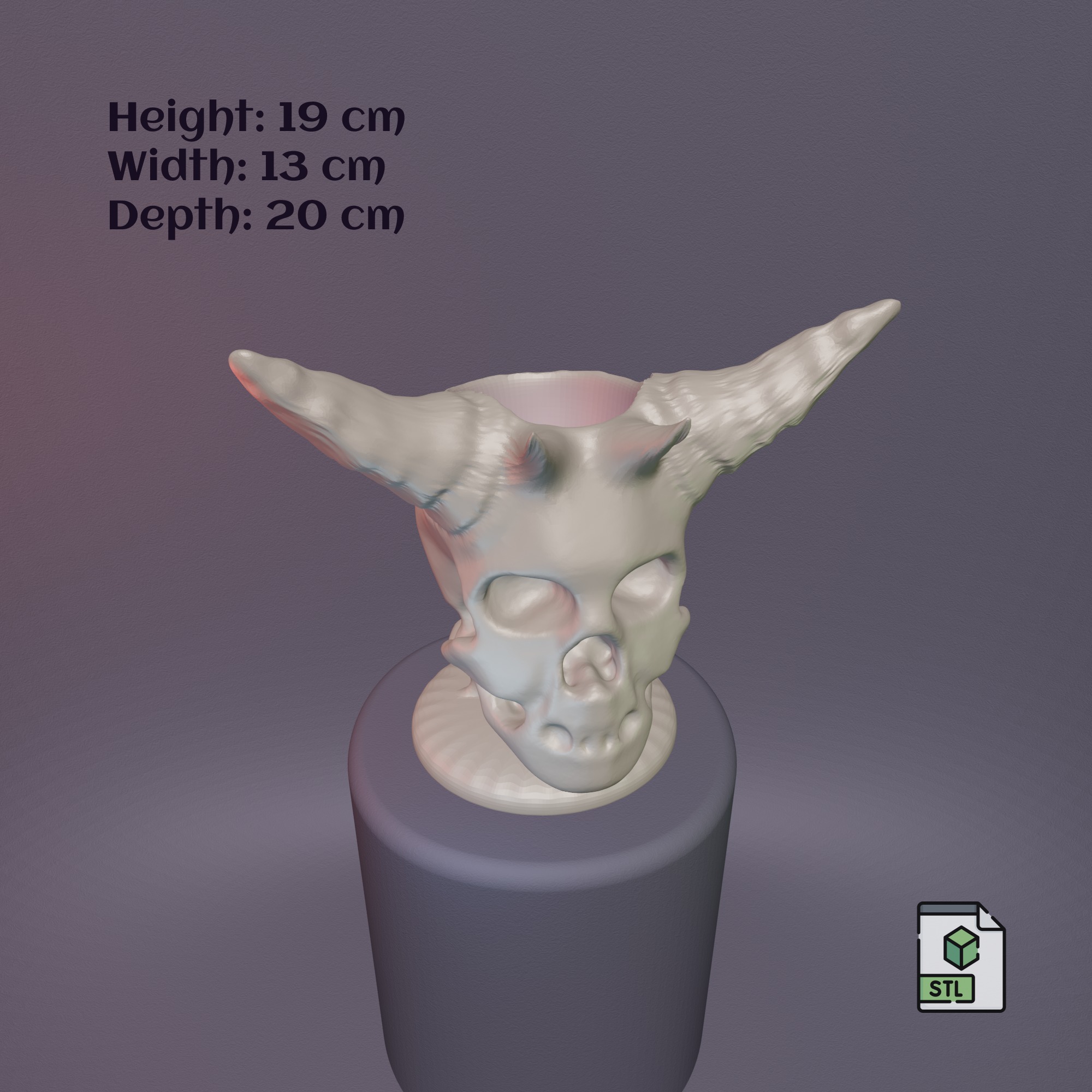 Demon Skull Vase STL File - 068 3D print model_16