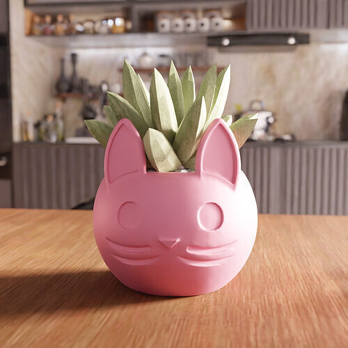 Cat Planter STL File - 067 3D print model